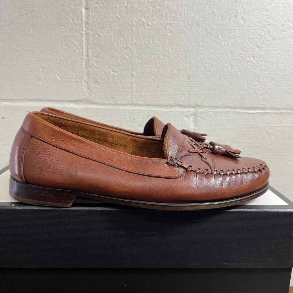 J. Murphy Johnston & Murphy Brown Leather Kiltie Tassel Loafers Men's 9.5 W‎